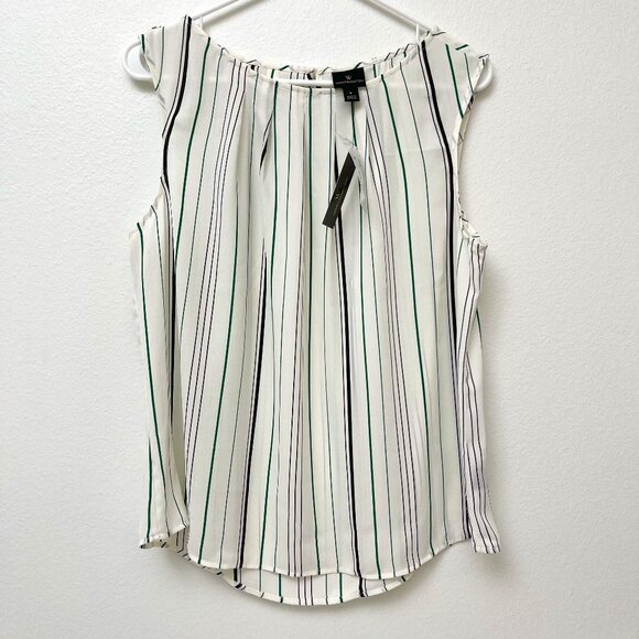 Worthington Tops - *NWT* Worthington White, Green, Black Stripe Sleeveless Blouse Women's Sz Large